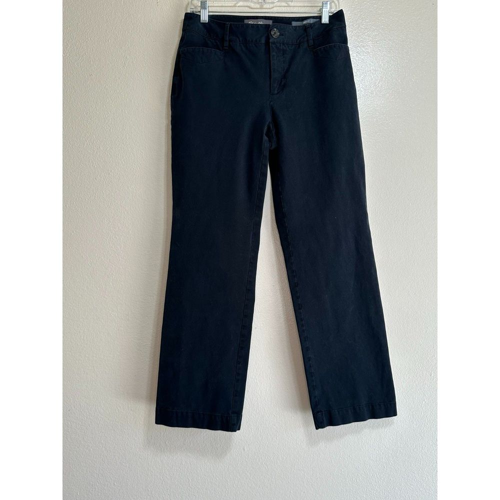 Eddie Bauer Women's Curvy Fit Mid Rise Black Chino's, Size 6S